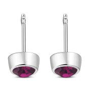 Amethyst CZ Silver Stud Earrings, e426st